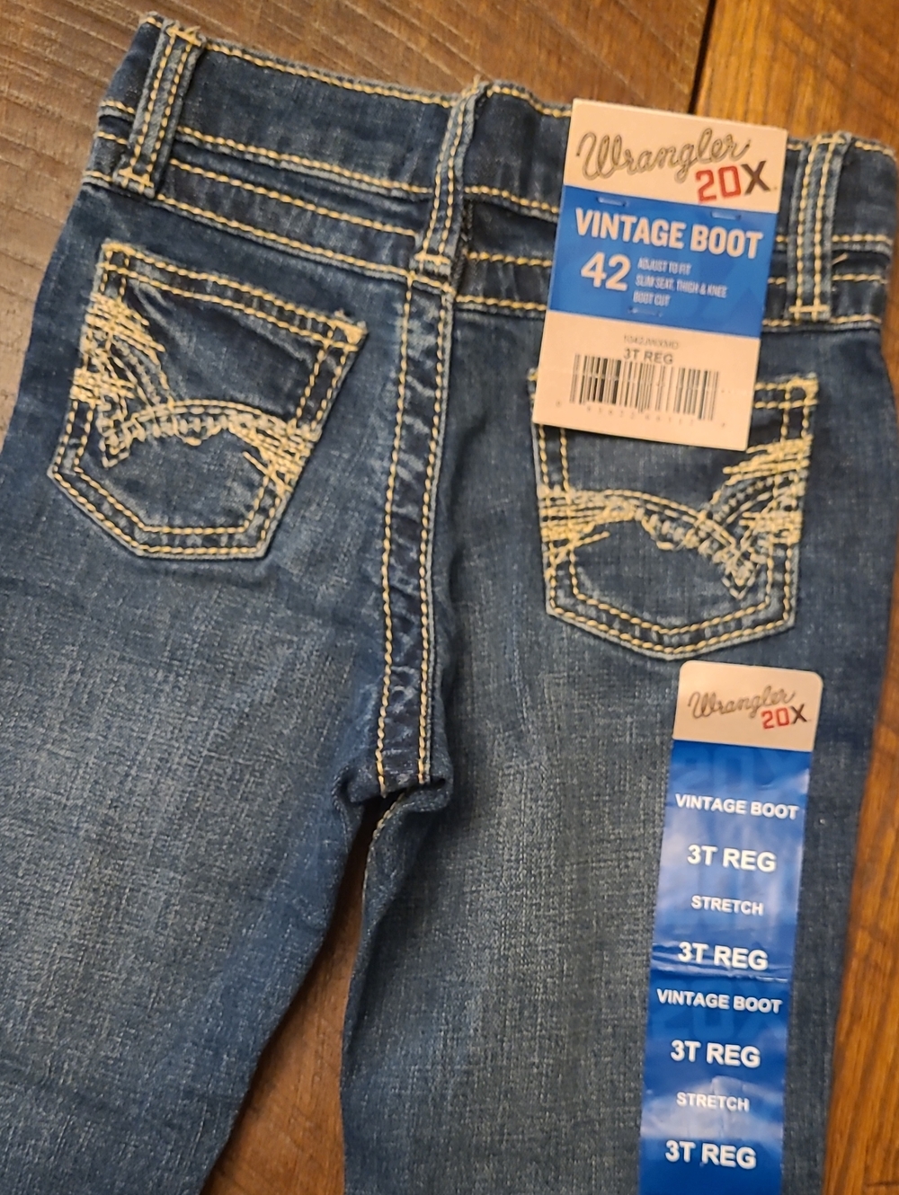 Wrangler Dark Blue Vintage Boot Jeans with Cream Stitching